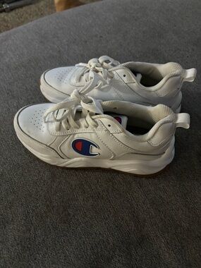 Champion White Kids Sneakers with Blue & Red Logo Patch